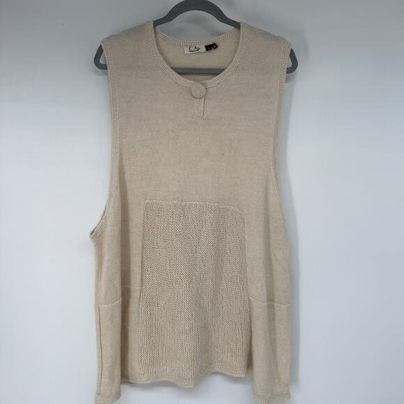 Chiri Alpaca Tunic Sweater Womens XL Cream Baby Alpaca Knit Sleeveless Pullover - Picture 1 of 7